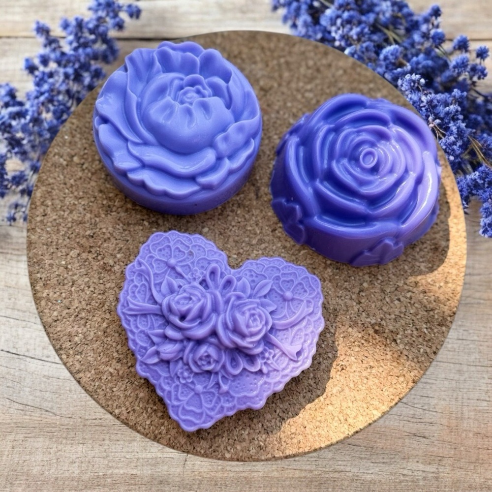 Purple Floral Luxury Soap Set with Intricate Designs